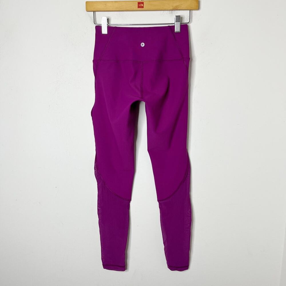 90 Degree Reflex Women Athletic Leggings XS Fuchsia Pink Sheer Mesh Insert Ankle - Picture 6 of 9